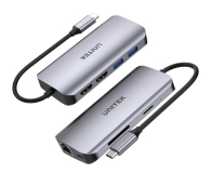UNITEK Hub USB-C 5Gbps, 2x HDMI 4K,czytnik SD, RJ-45, PD 100W D1122A01 - 1272536 - zdjęcie 5